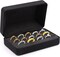 Ring Storage Boxes for Multiple Rings, Compact and Stylish Travel Ring Holder Case Box, Portable Small Ring Tray Jewelry Organizer Box Fit for Women, Girl (Black)